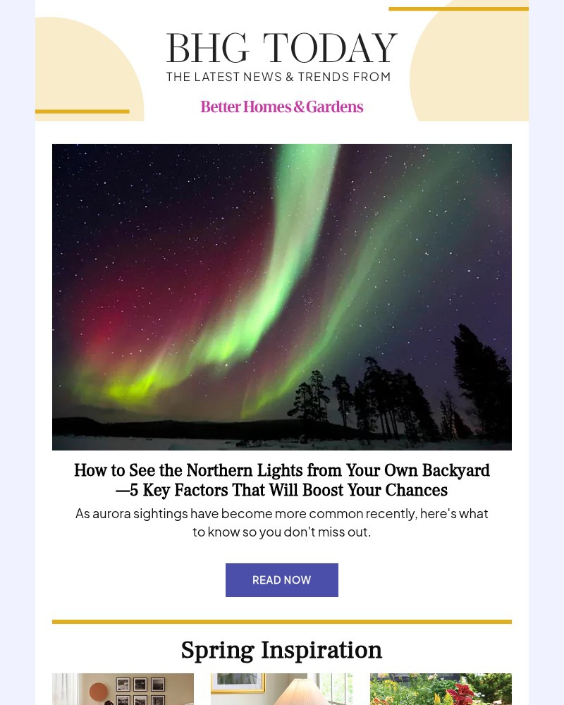 Screenshot of email sent to a Better Homes and Gardens Newsletter subscriber