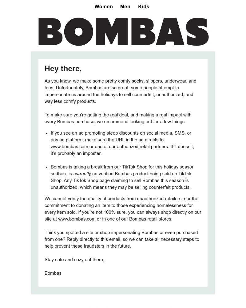 Screenshot of email with subject /media/emails/how-to-spot-and-avoid-fake-bombas-01275c-cropped-efc2682b.jpg