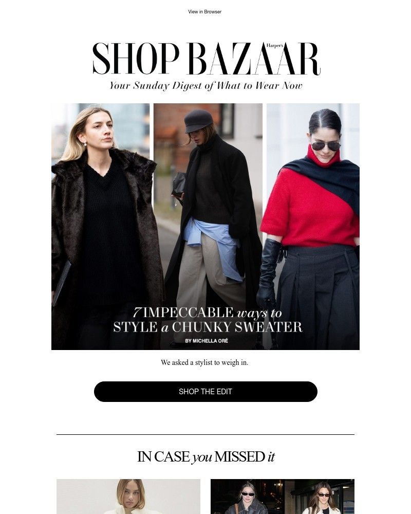 Screenshot of email sent to a Harper’s Bazaar Newsletter subscriber