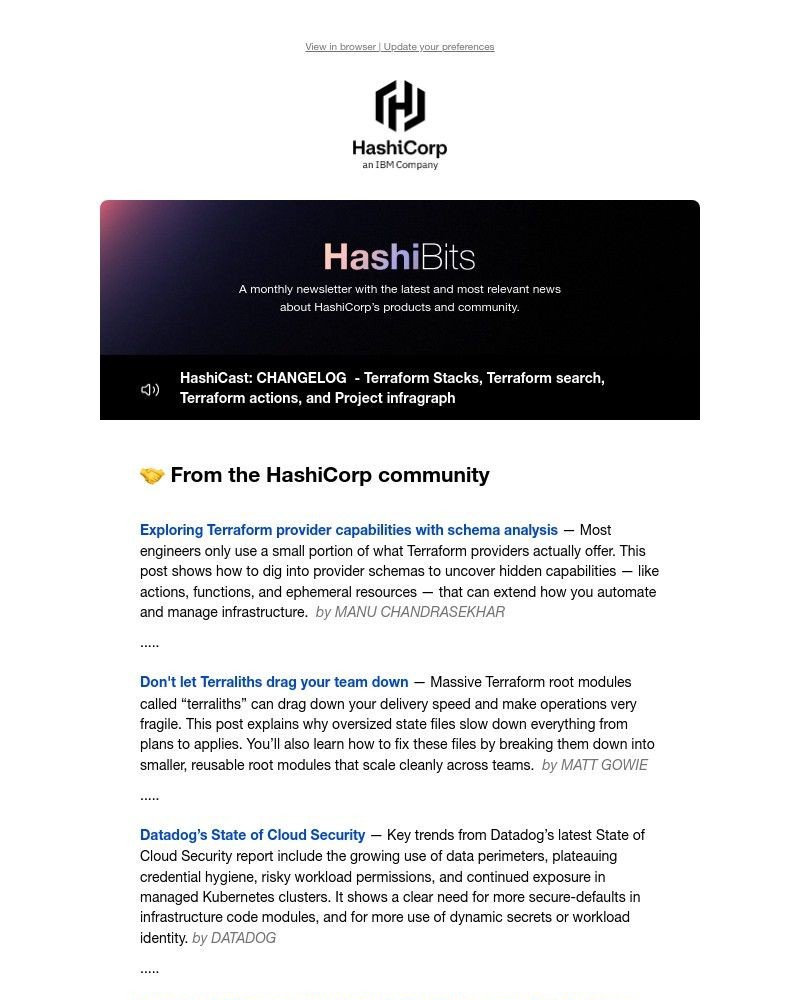 Screenshot of email sent to a HashiCorp Registered user