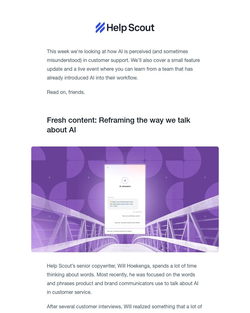 Screenshot of email sent to a Help Scout Trial user