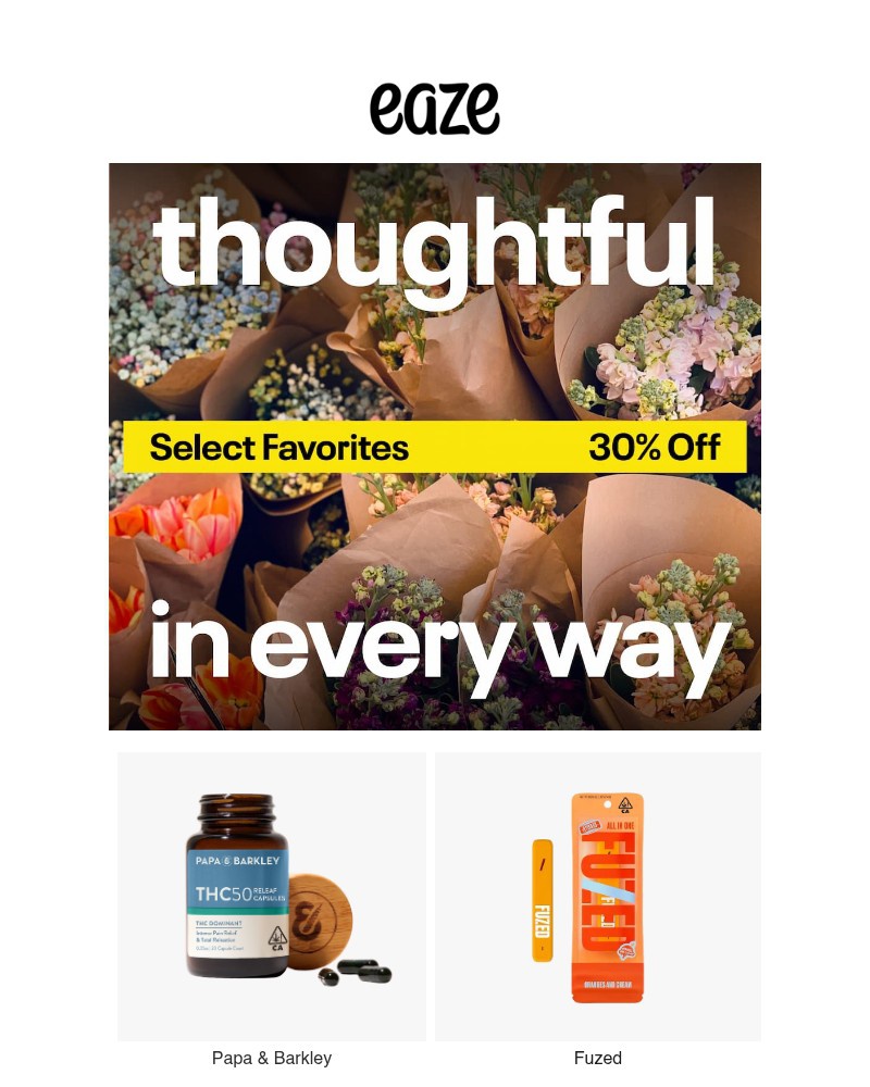 Screenshot of email sent to a Eaze Registered user
