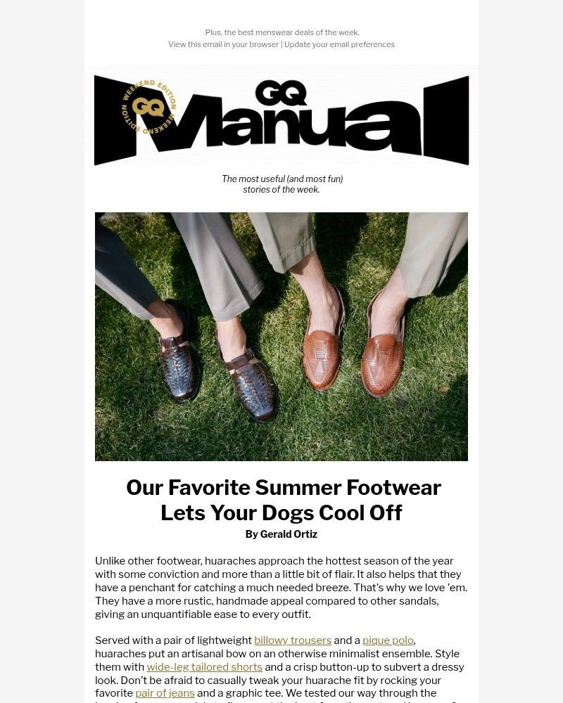 Screenshot of email sent to a GQ Newsletter subscriber