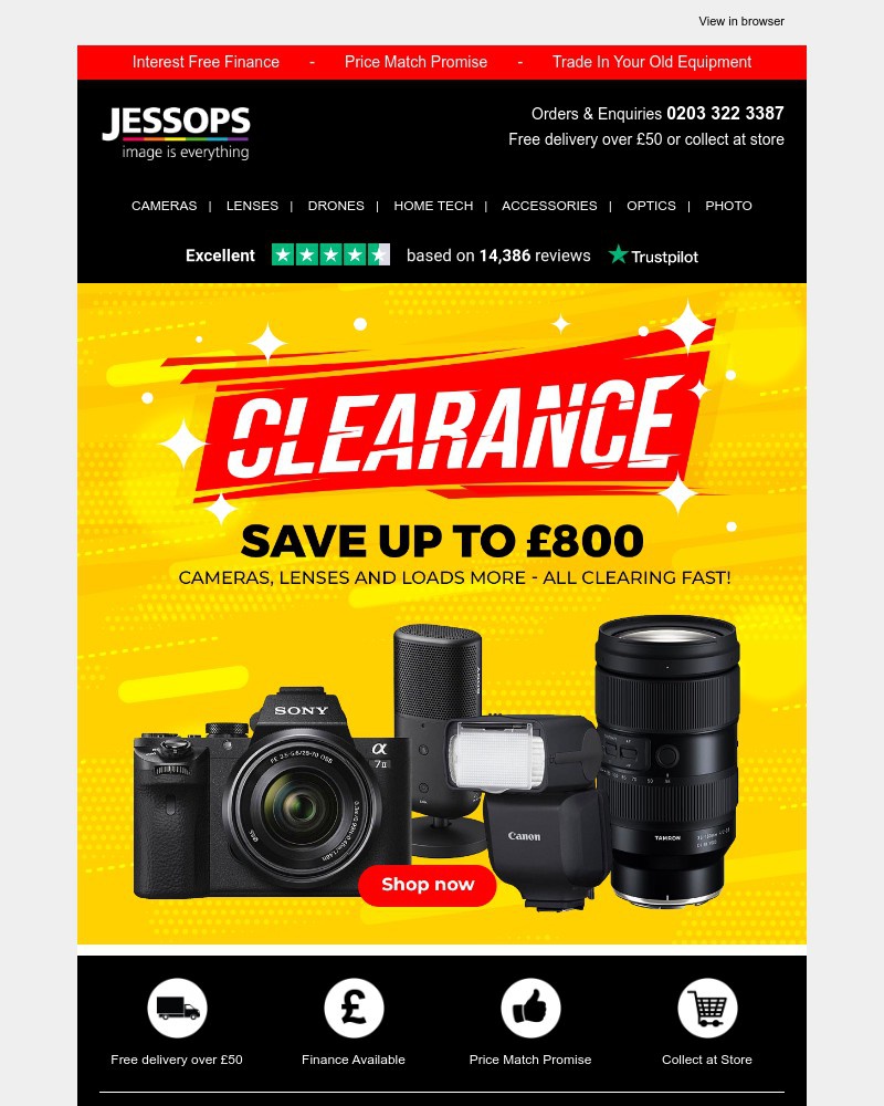 Screenshot of email sent to a Jessops Newsletter subscriber