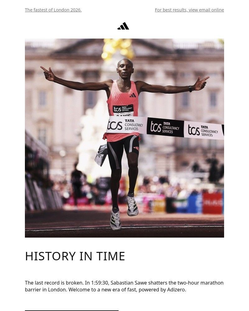 Screenshot of email sent to a Adidas Newsletter subscriber