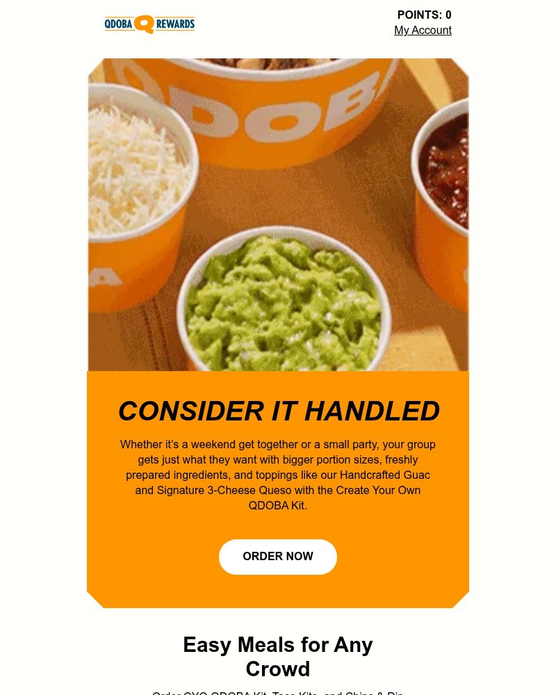 Screenshot of email sent to a Qdoba Registered user