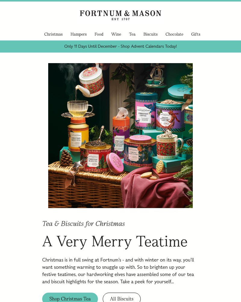 Screenshot of email sent to a Fortnum & Mason Newsletter subscriber