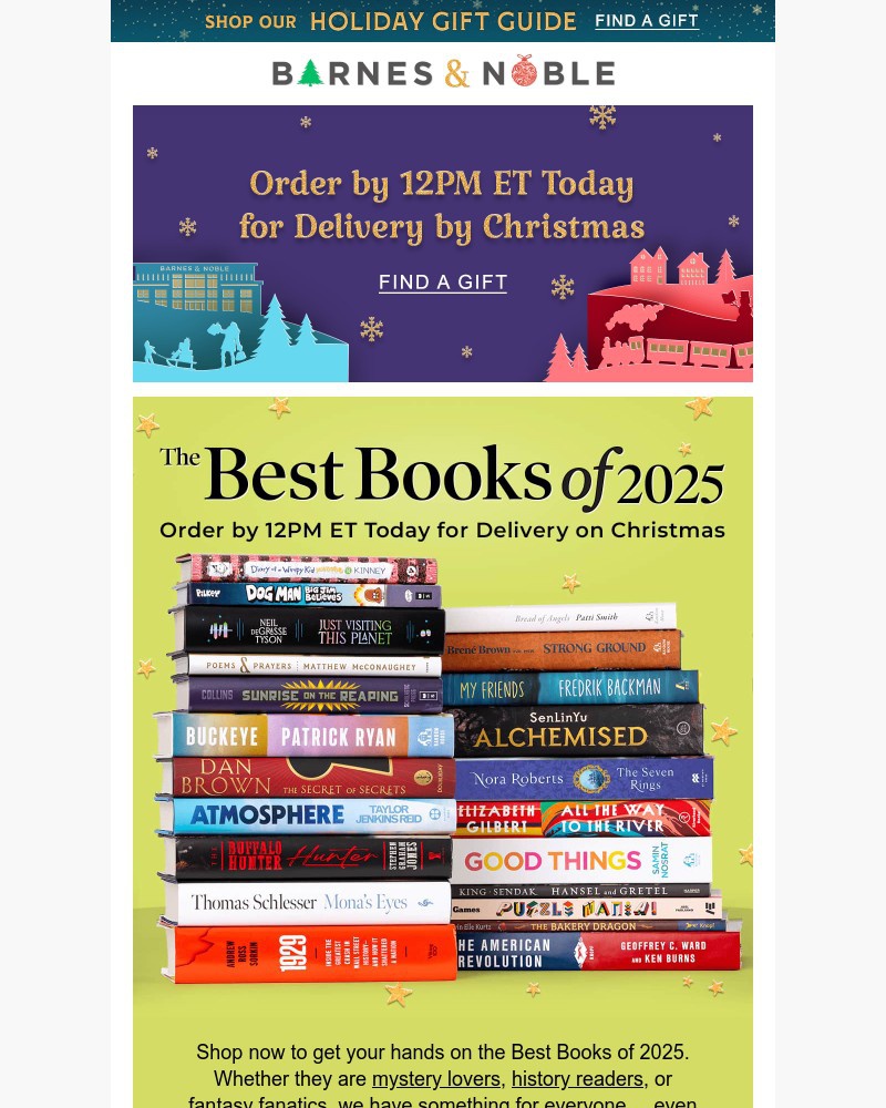 Screenshot of email sent to a Barnes and Noble Newsletter subscriber