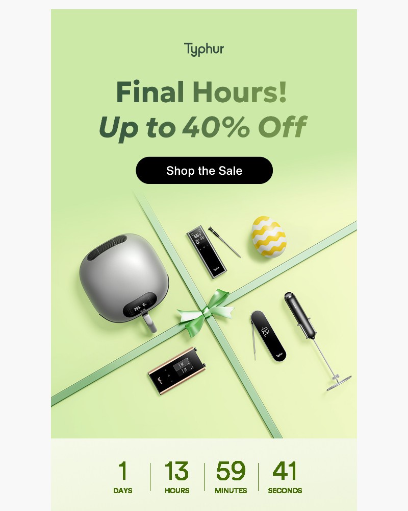 Screenshot of email sent to a Typhur Newsletter subscriber