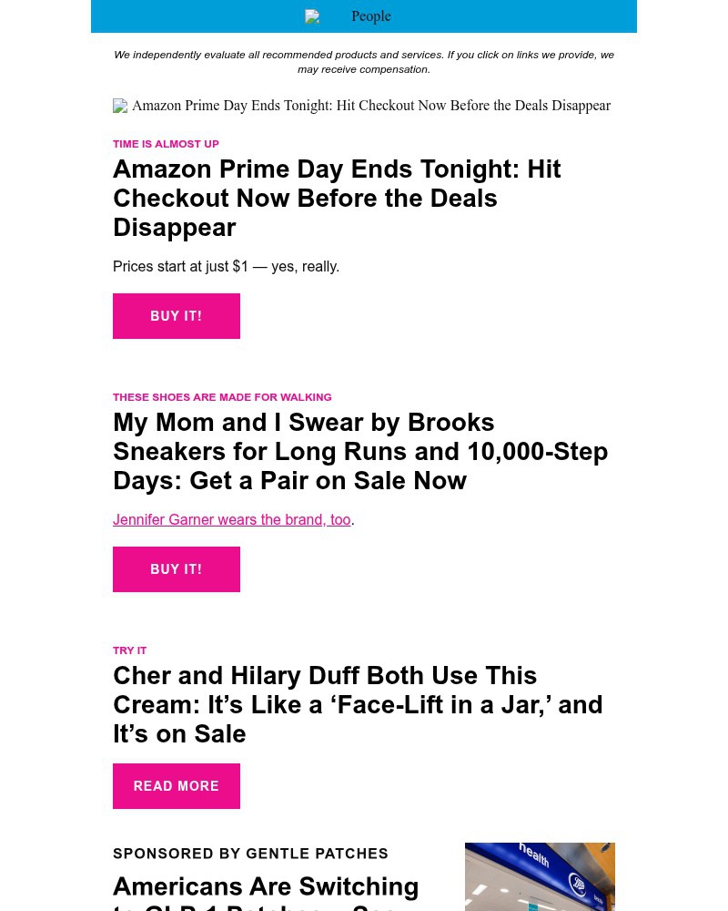 Screenshot of email sent to a People Newsletter subscriber