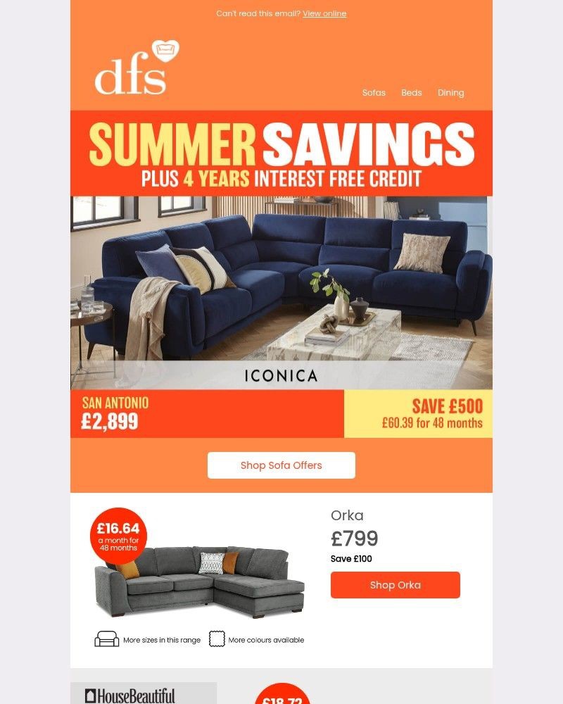 Screenshot of email sent to a DFS Cart abandoner