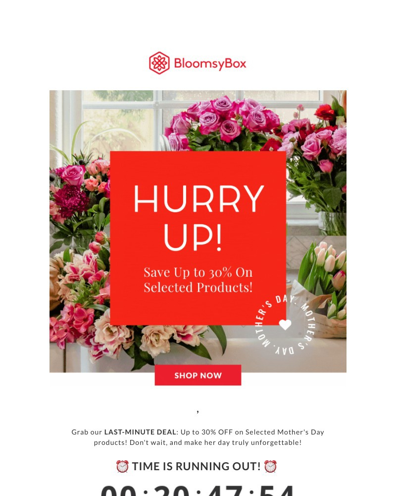 Screenshot of email with subject /media/emails/hurry-up-save-up-to-30-on-selected-products-33a654-cropped-e6961ae5.jpg