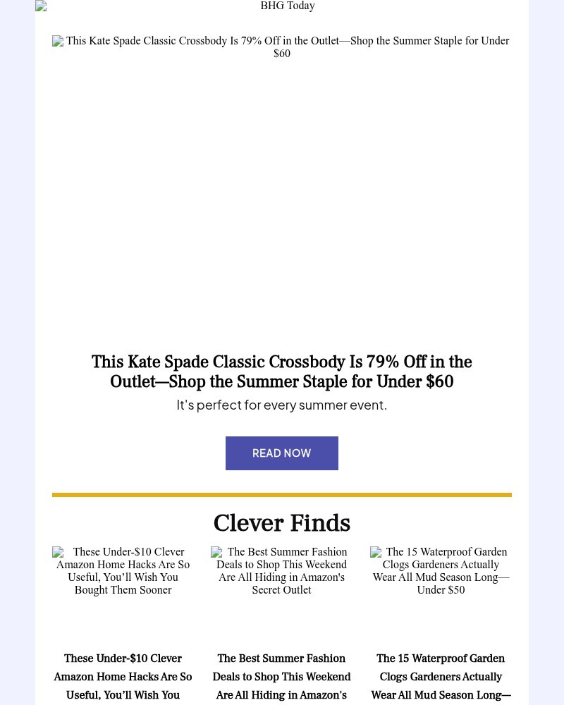 Screenshot of email sent to a Better Homes and Gardens Newsletter subscriber