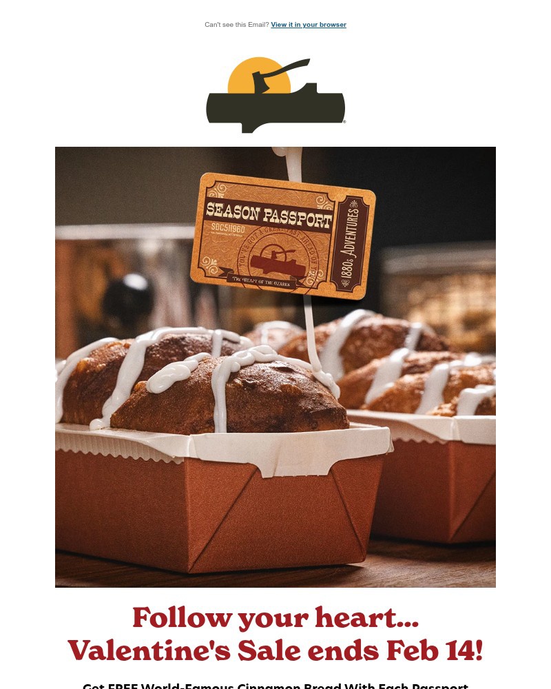 Screenshot of email sent to a Silver Dollar City Newsletter subscriber