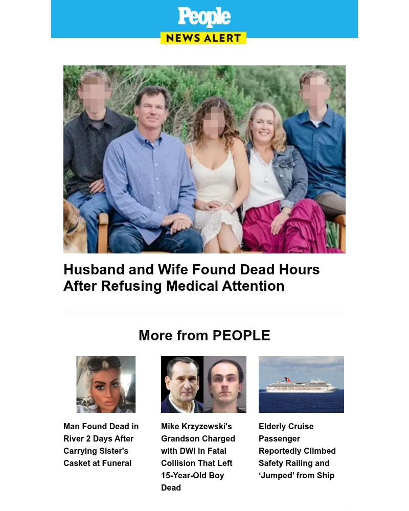 Screenshot of email sent to a People Newsletter subscriber