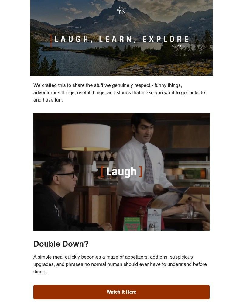 Screenshot of email sent to a KETL Mountain Apparel Newsletter subscriber
