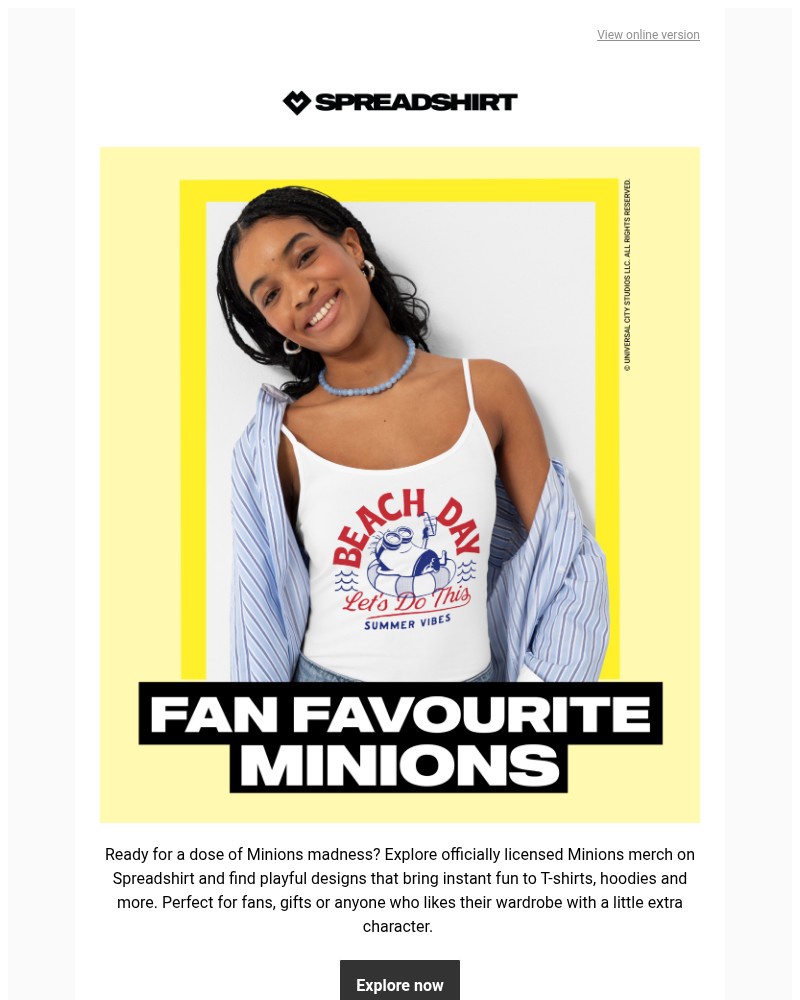 Screenshot of email sent to a Spreadshirt Newsletter subscriber
