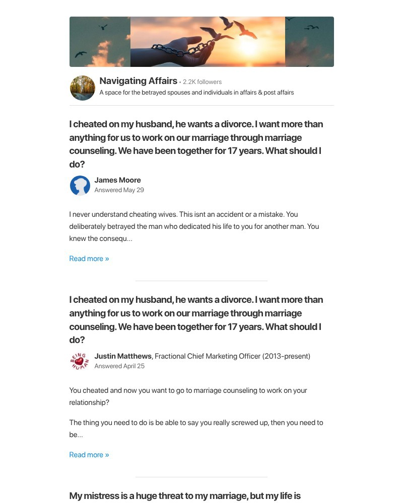 Screenshot of email sent to a Quora Registered user