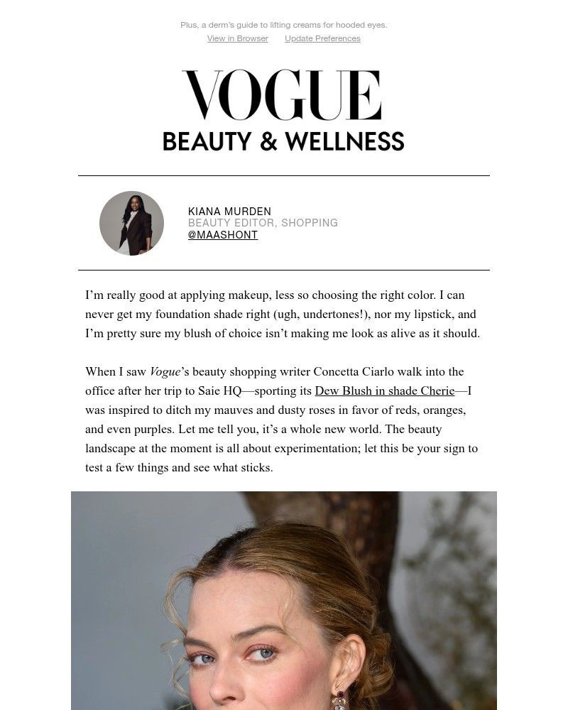 Screenshot of email sent to a Vogue Newsletter subscriber