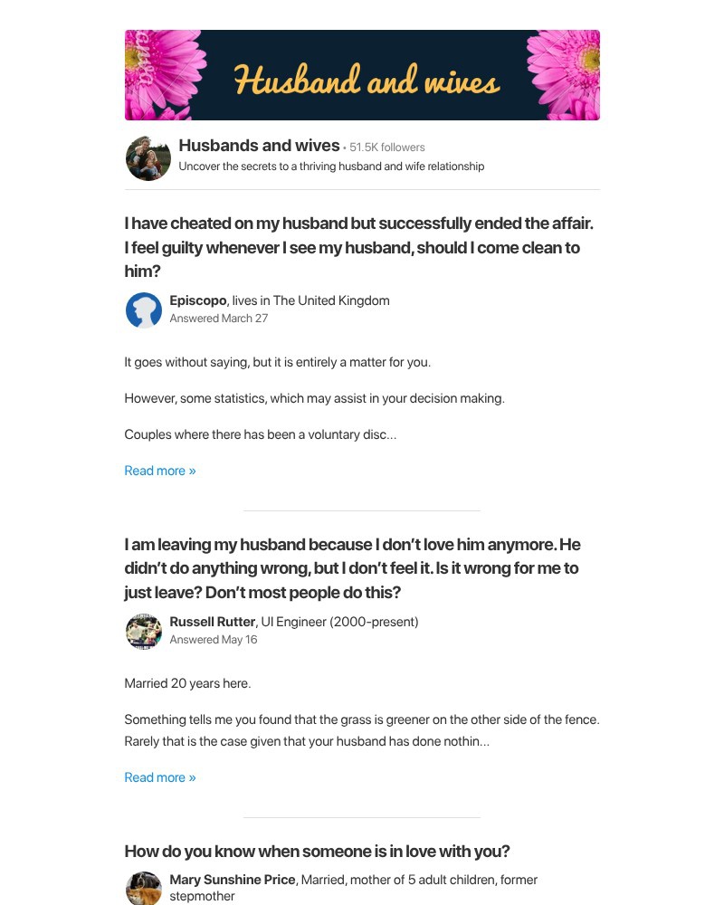 Screenshot of email sent to a Quora Registered user