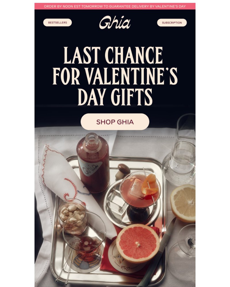 Screenshot of email sent to a Ghia Newsletter subscriber