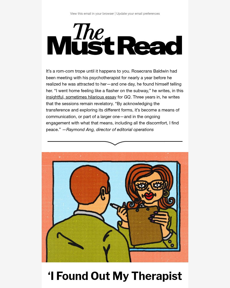 Screenshot of email sent to a GQ Newsletter subscriber
