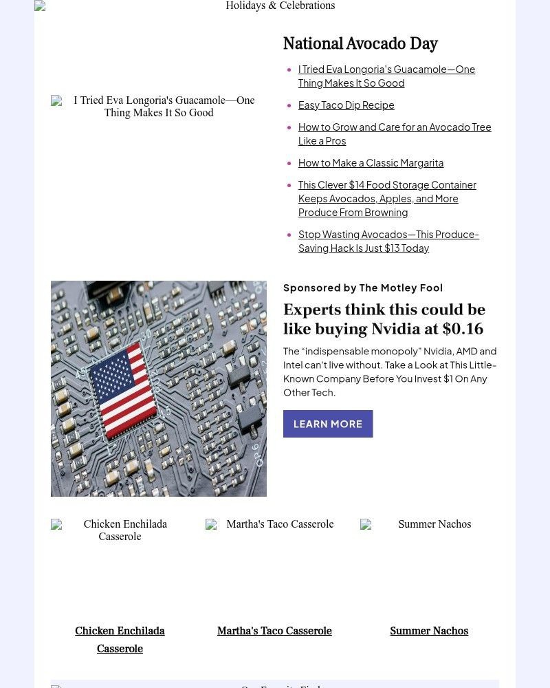 Screenshot of email sent to a Better Homes and Gardens Newsletter subscriber