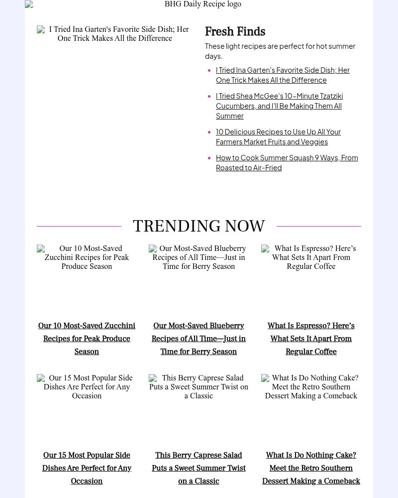 Screenshot of email sent to a Better Homes and Gardens Newsletter subscriber