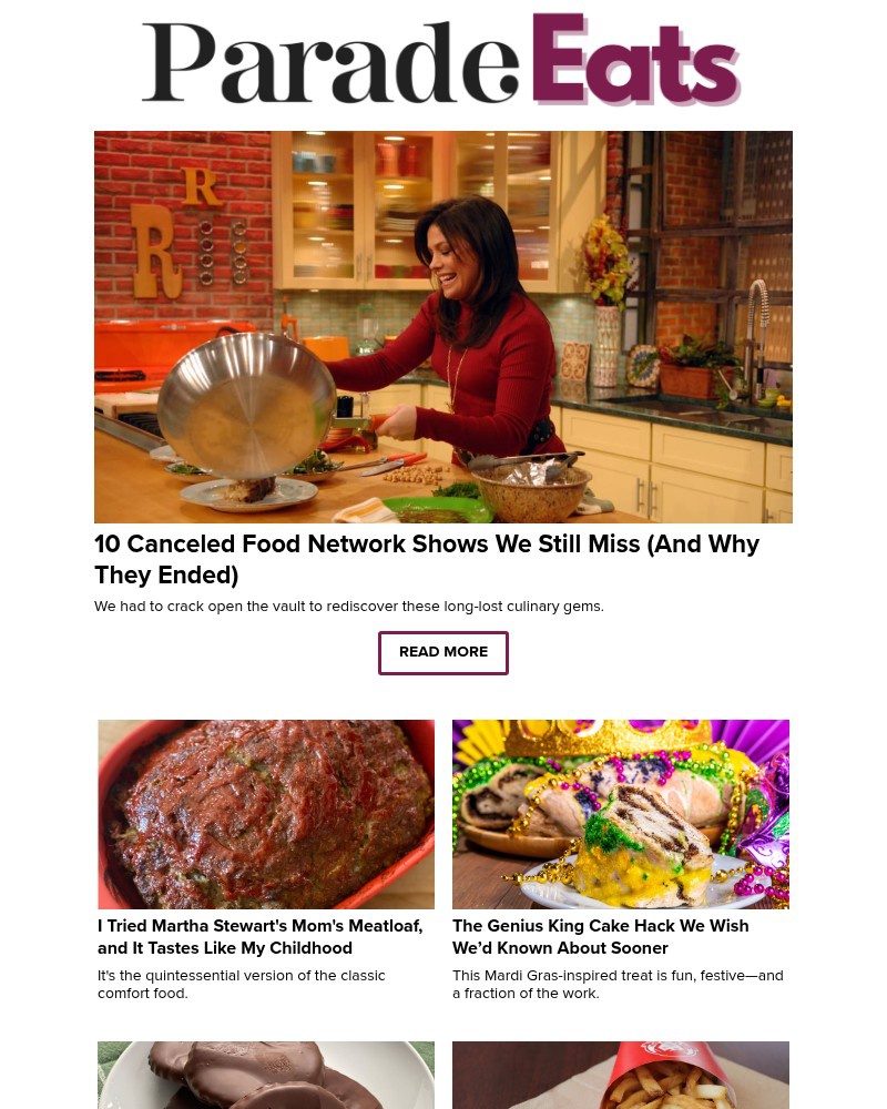 Screenshot of email sent to a Parade Newsletter subscriber