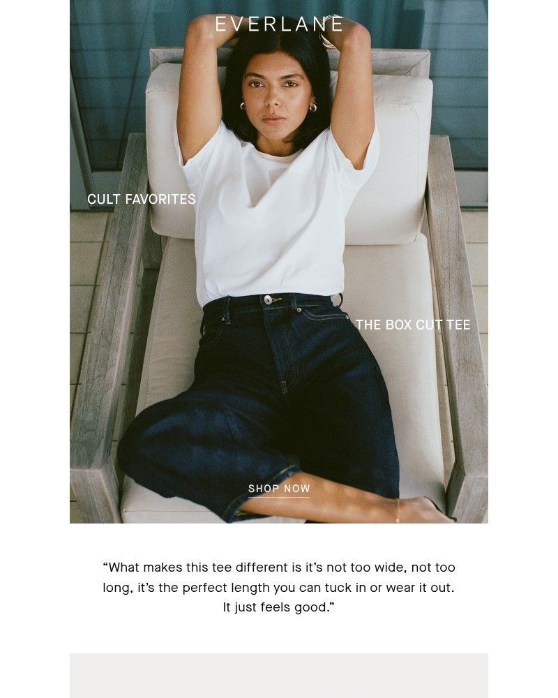 Screenshot of email sent to a Everlane Registered user