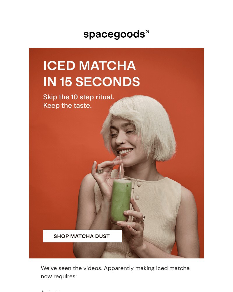 Screenshot of email sent to a Spacegoods Newsletter subscriber