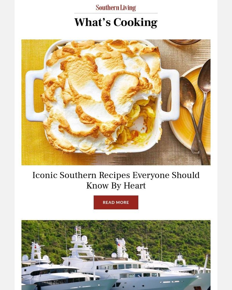 Screenshot of email sent to a Southern Living Newsletter subscriber