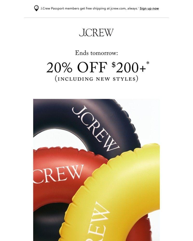 Screenshot of email sent to a J.Crew Newsletter subscriber