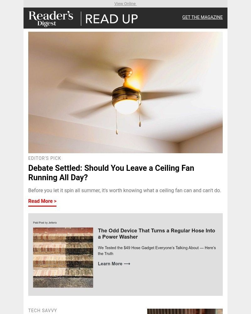 Screenshot of email sent to a Reader’s Digest Newsletter subscriber