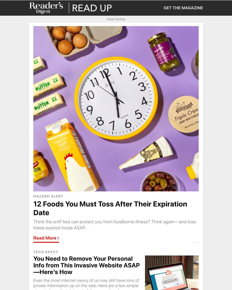 Screenshot of email sent to a Reader’s Digest Newsletter subscriber
