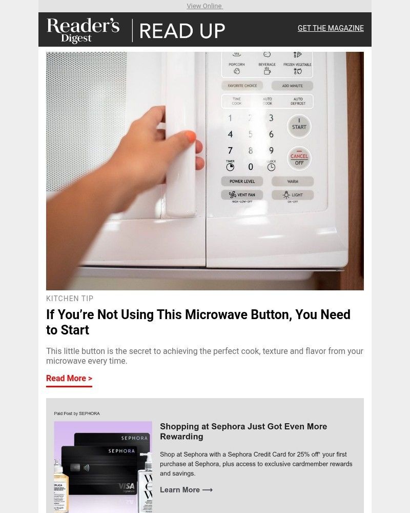 Screenshot of email sent to a Reader’s Digest Newsletter subscriber