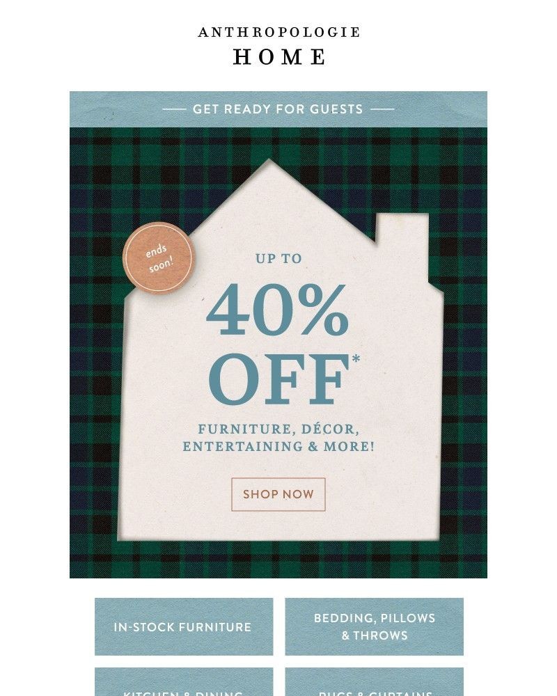 Screenshot of email sent to a Anthropologie Newsletter subscriber