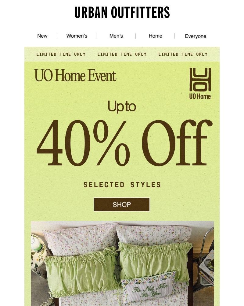 Screenshot of email sent to a Urban Outfitters Newsletter subscriber