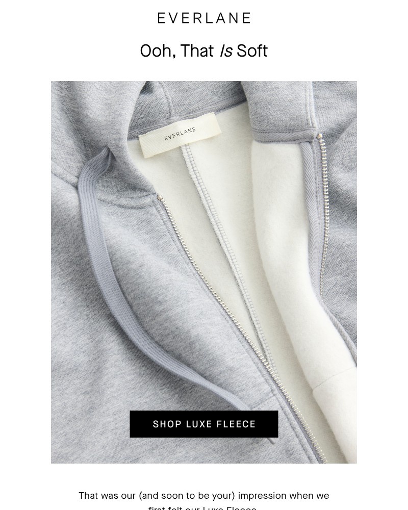 Screenshot of email sent to a Everlane Registered user
