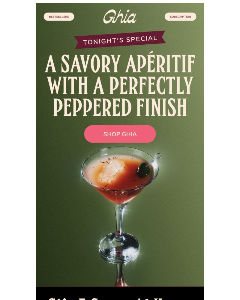 Screenshot of email sent to a Ghia Newsletter subscriber