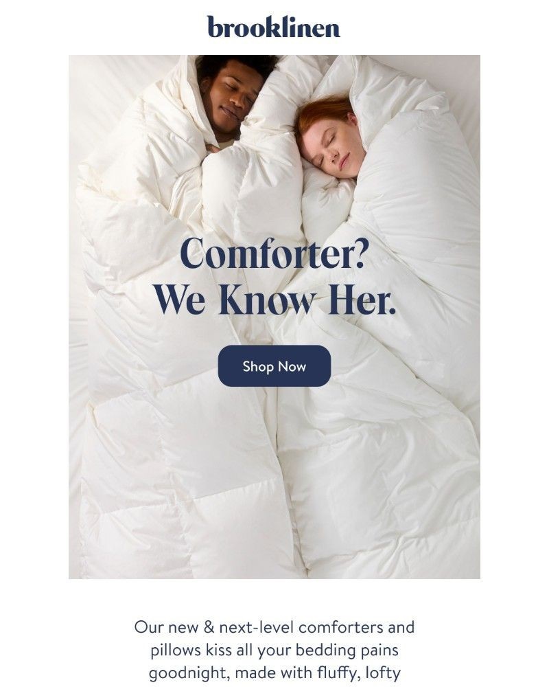Screenshot of email sent to a Brooklinen Newsletter subscriber