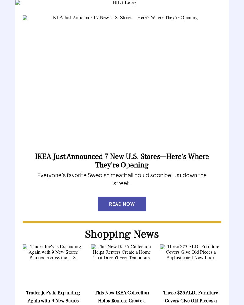 Screenshot of email sent to a Better Homes and Gardens Newsletter subscriber