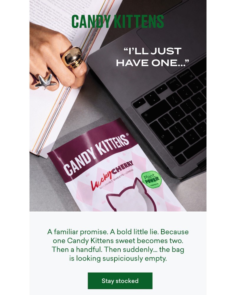 Screenshot of email sent to a Candy Kittens Newsletter subscriber