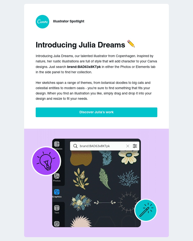 Screenshot of email with subject /media/emails/illustrator-spotlight-julia-dreams-3e28a1-cropped-3cdf3ed6.jpg
