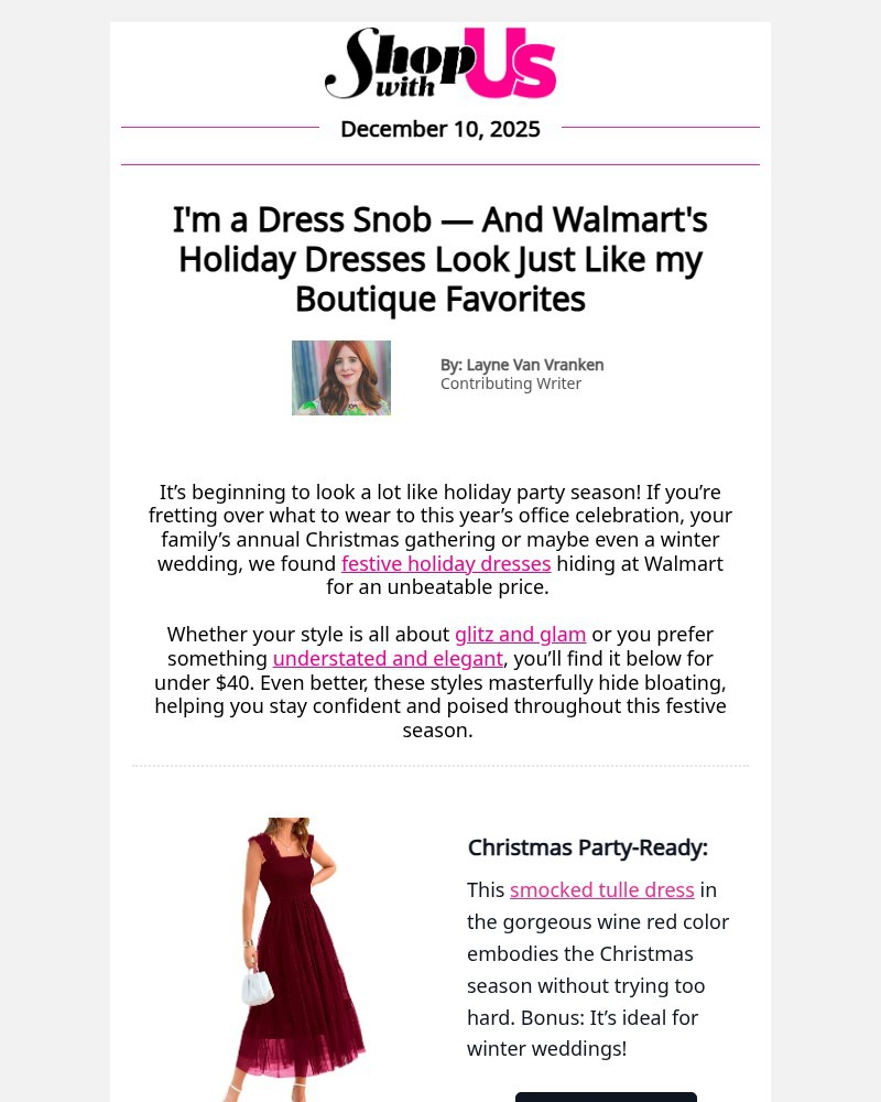 Screenshot of email sent to a Us Weekly Newsletter subscriber