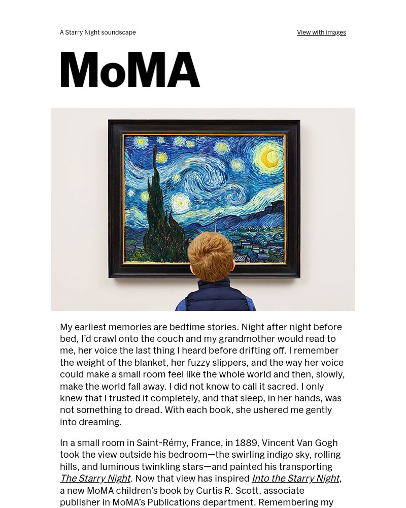 Screenshot of email sent to a The Museum of Modern Art (MoMA) Newsletter subscriber