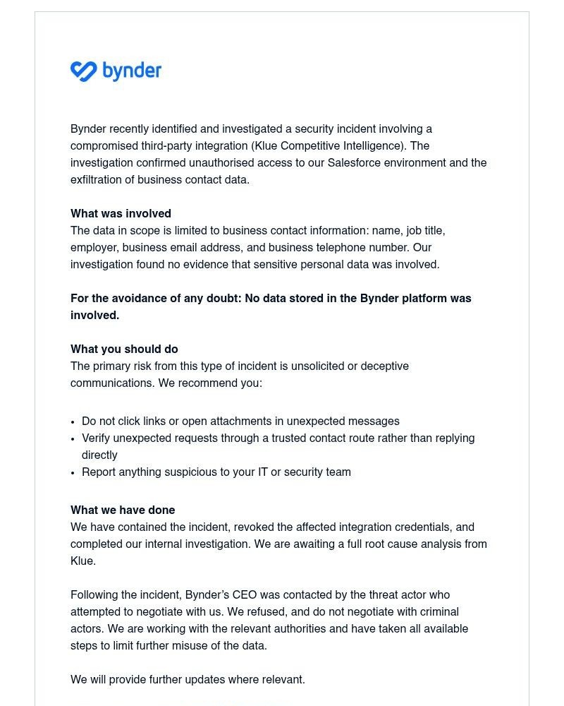 Screenshot of email sent to a Bynder Trial user