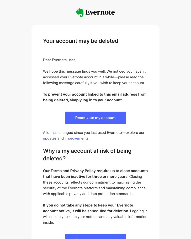 Screenshot of email with subject /media/emails/important-your-evernote-account-may-be-deleted-be4a93-cropped-c4434340.jpg