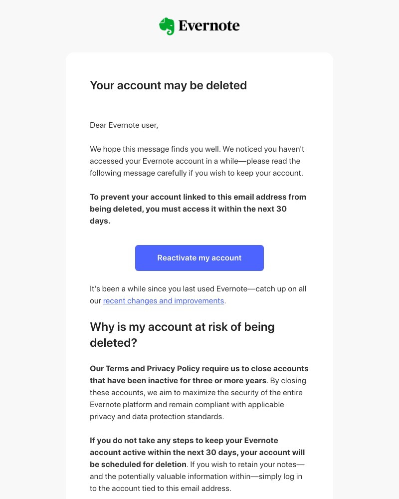 Screenshot of email with subject /media/emails/important-your-evernote-account-may-be-deleted-d49394-cropped-8181d42e.jpg