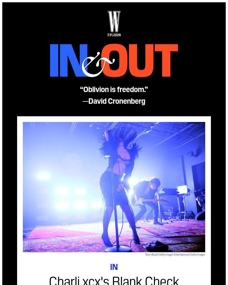 Screenshot of email sent to a W Newsletter subscriber